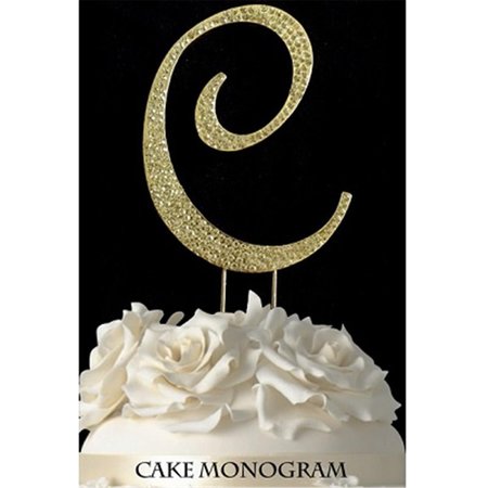 DE YI ENTERPRISE Monogram Cake Toppers Gold Rhinestone C 33015Cg